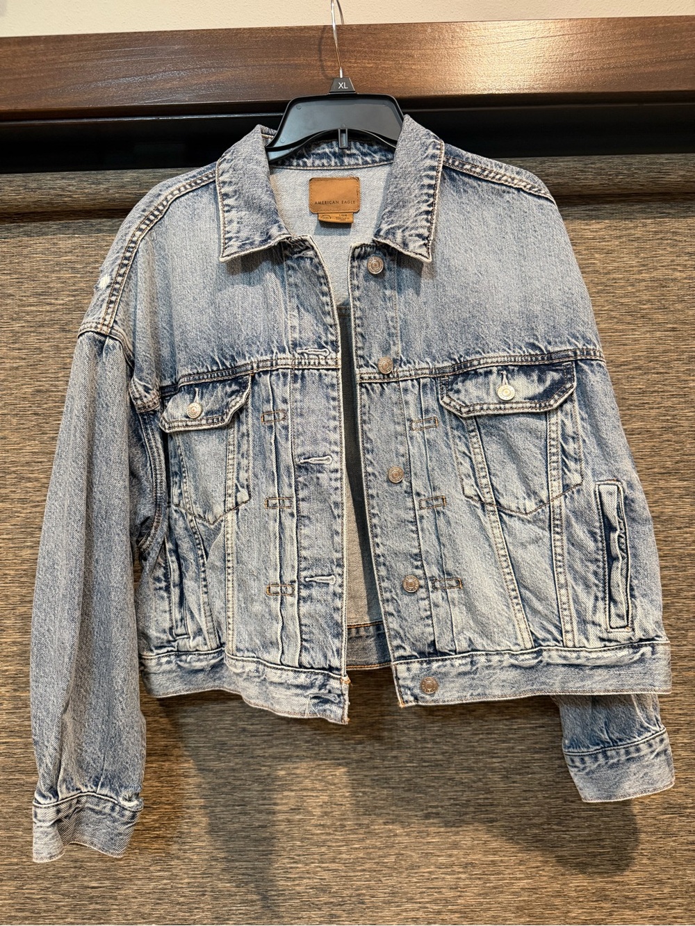 American Eagle Outfitters Light Wash Cropped Denim Jacket